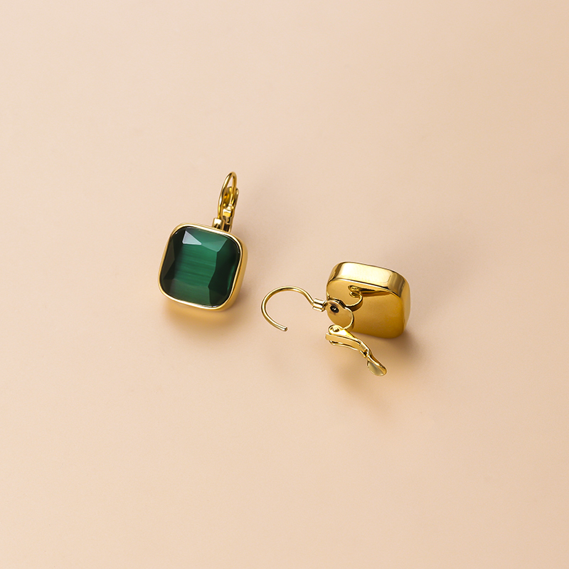 C Shape Drop Earrings For Women Featuring 18K Gold Plated Design With 304 Stainless Steel Posts And Artificial Gemstones 7