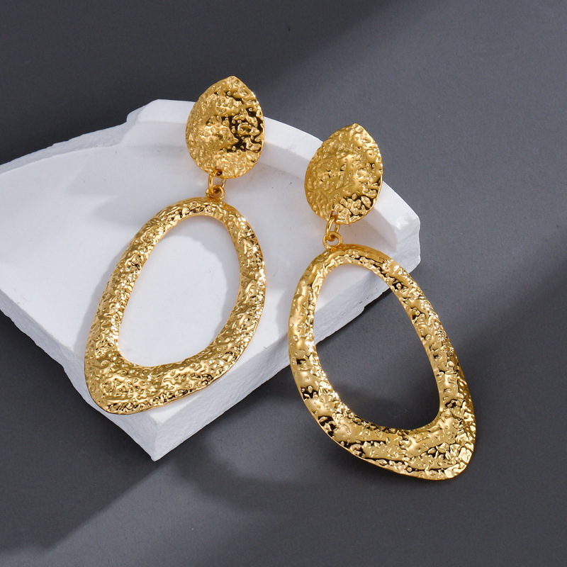 Irregular Stud Earrings For Women In Golden Copper With Electroplated Gold Plating, Perfect For Daily Wear