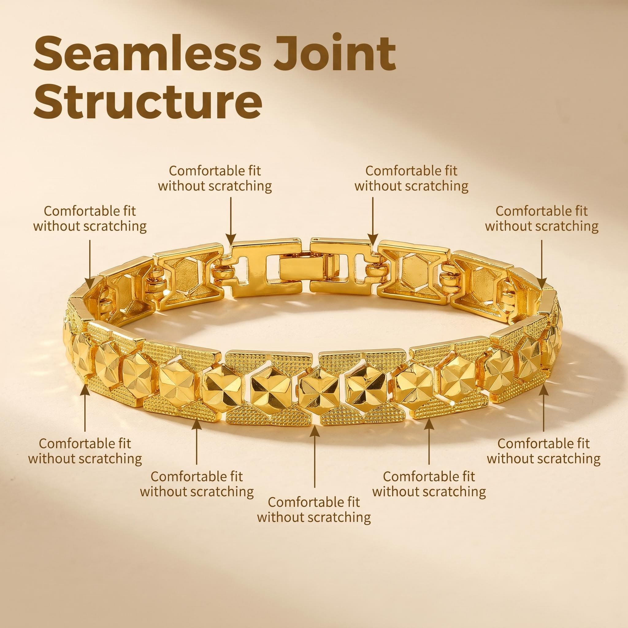 Irregular Waterproof Non Tarnish Copper Bangle For Women With 0.03µm-0.05µm PVD Coated KC Golden Plating 2