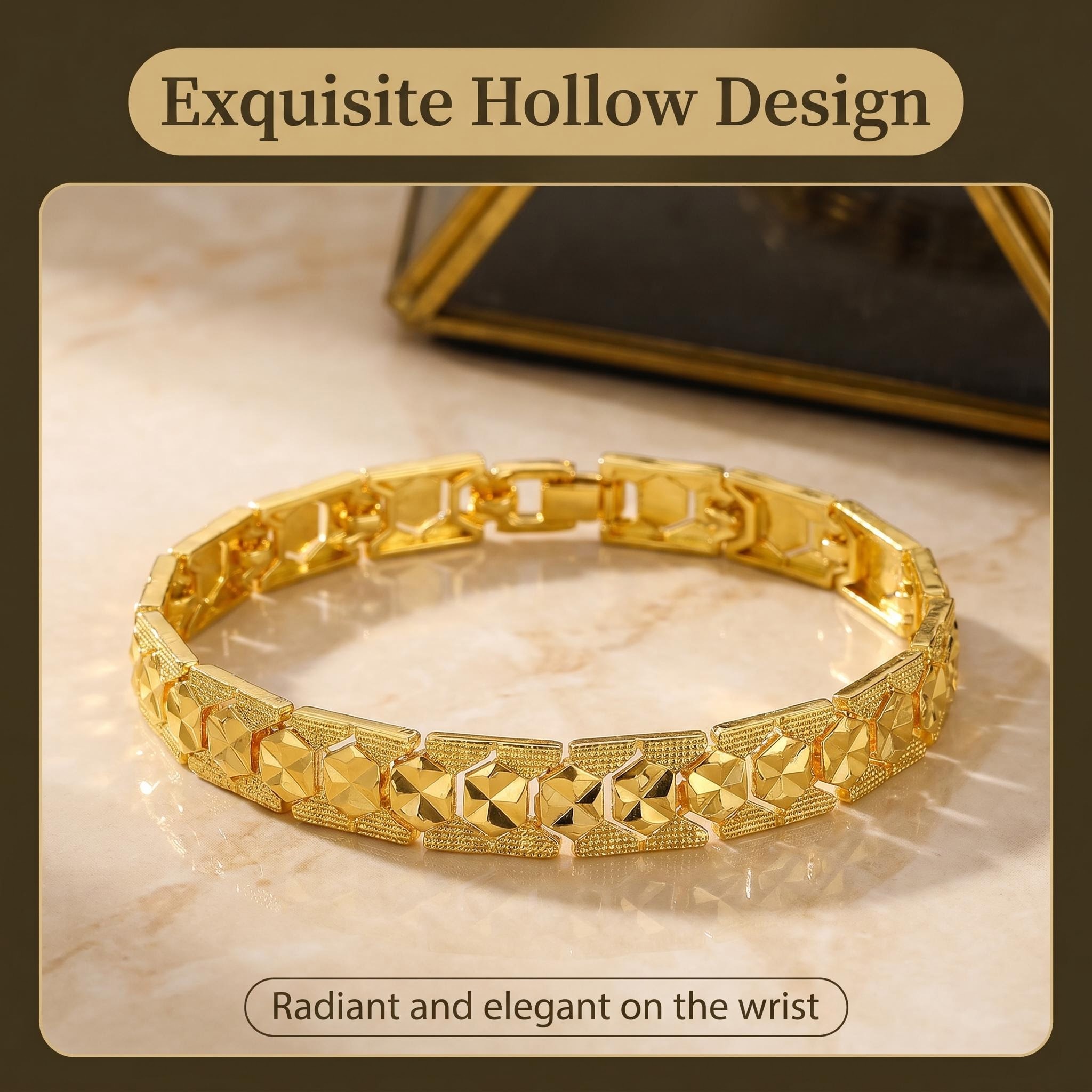Irregular Waterproof Non Tarnish Copper Bangle For Women With 0.03µm-0.05µm PVD Coated KC Golden Plating 5