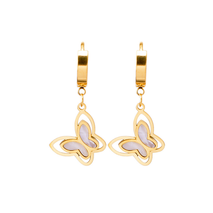 Geometric Earrings For Women, 1 Pair Stainless Steel Waterproof Non Tarnish With Real Gold Plated And Rhinestones Inlay 2