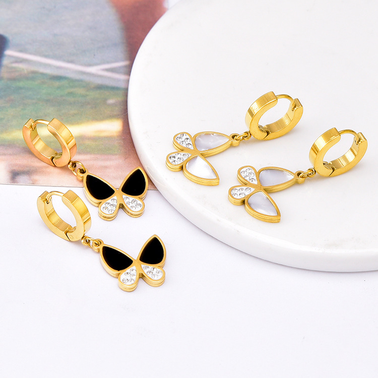 Geometric Earrings For Women, 1 Pair Stainless Steel Waterproof Non Tarnish With Real Gold Plated And Rhinestones Inlay 3