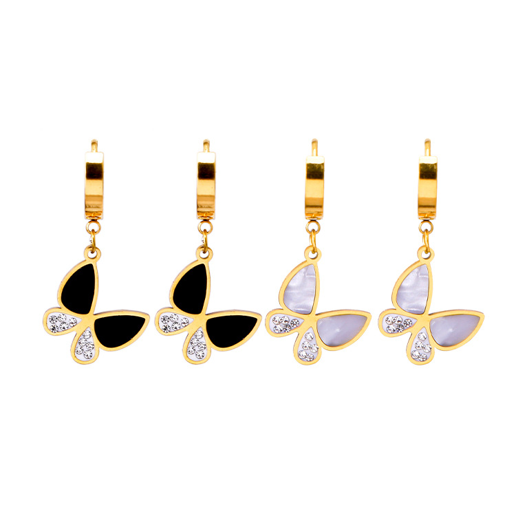 Geometric Earrings For Women, 1 Pair Stainless Steel Waterproof Non Tarnish With Real Gold Plated And Rhinestones Inlay 4