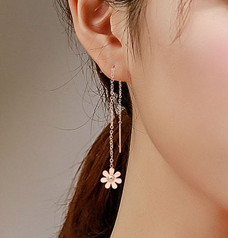 Chinoiserie Flowers Earrings In Titanium Steel Featuring Elegant Floral Design 2