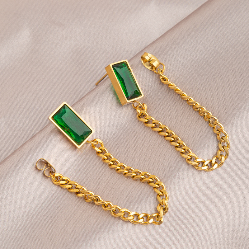 Geometric Titanium Steel Earrings For Women Featuring Tassel Design, 1 Pair In Lady Style
