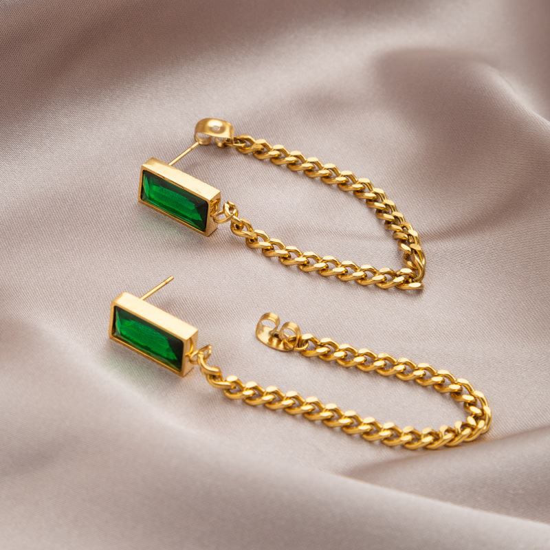 Geometric Titanium Steel Earrings For Women Featuring Tassel Design, 1 Pair In Lady Style 2