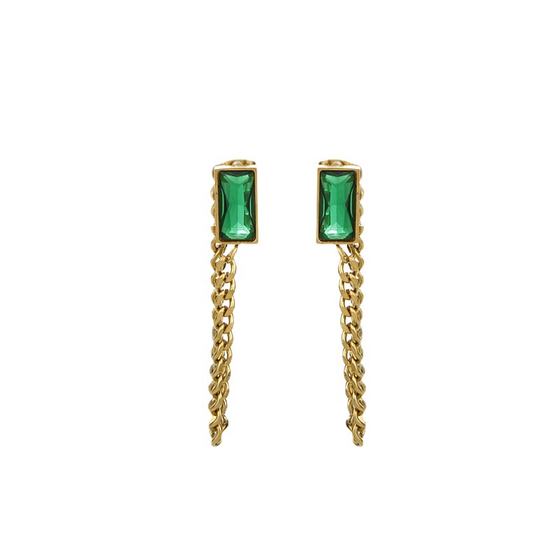 Geometric Titanium Steel Earrings For Women Featuring Tassel Design, 1 Pair In Lady Style 3