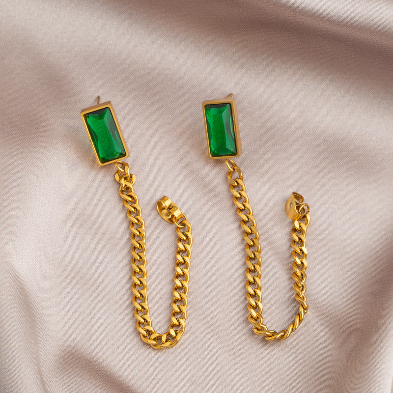 Geometric Titanium Steel Earrings For Women Featuring Tassel Design, 1 Pair In Lady Style 4