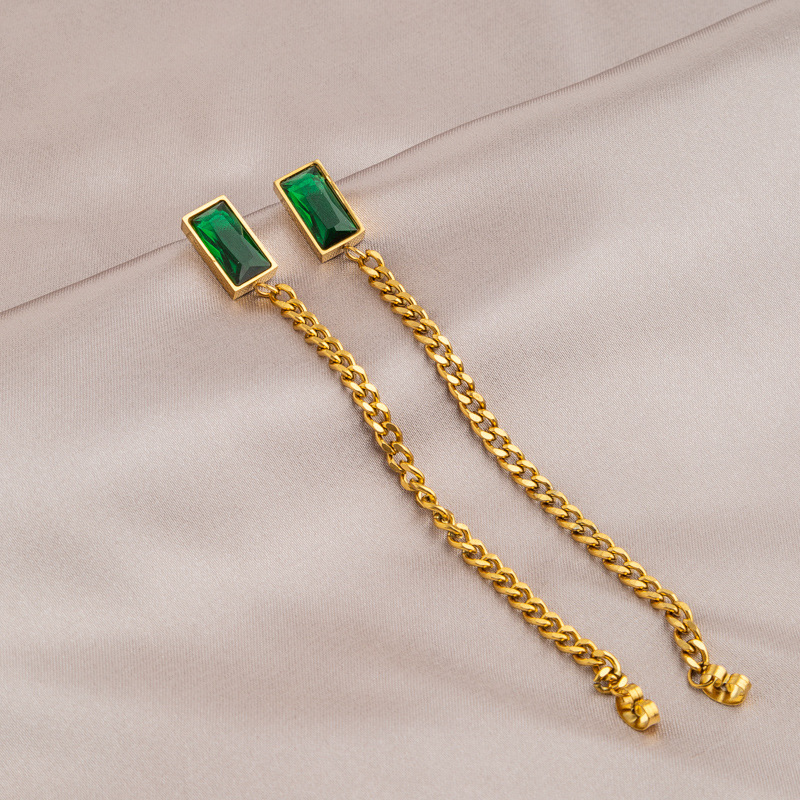 Geometric Titanium Steel Earrings For Women Featuring Tassel Design, 1 Pair In Lady Style 5