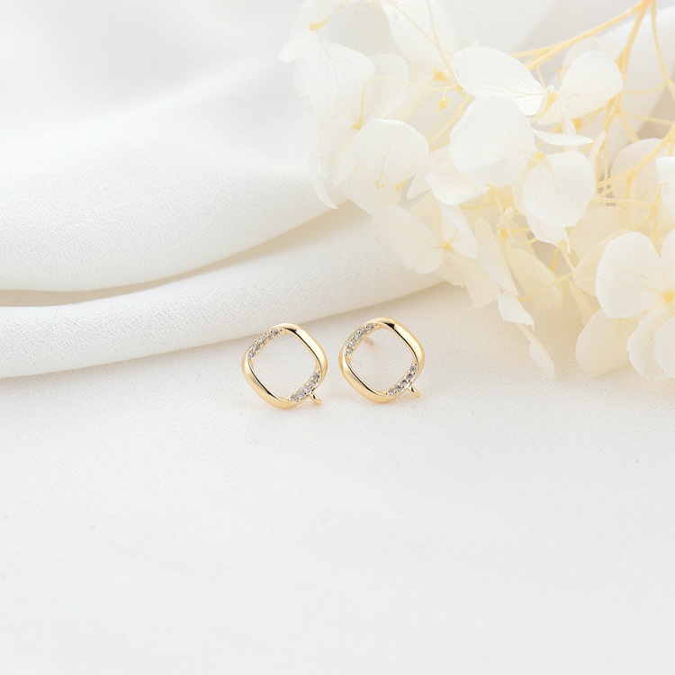 Leaves Stud Earrings With 925 Sterling Silver Posts, Copper Base, And 14K Real Gold Plated Finish Featuring Zircon Inlay In Gold 2