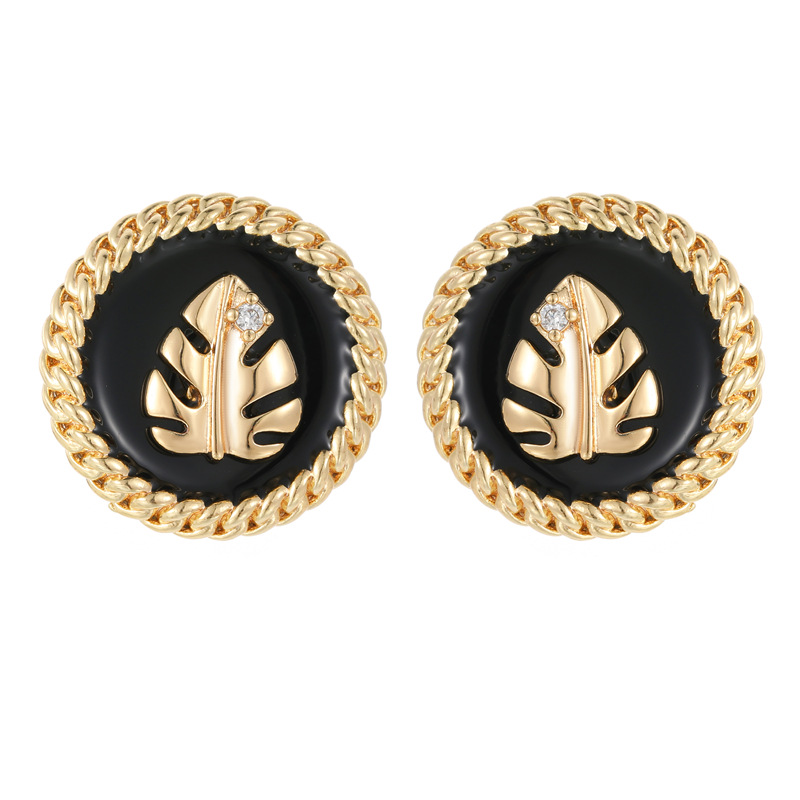 Leaves Stud Earrings For Women With Copper Posts Electroplated And Zircon Inlay 3