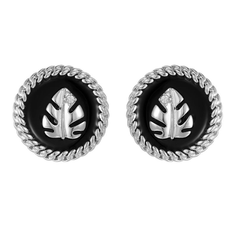 Leaves Stud Earrings For Women With Copper Posts Electroplated And Zircon Inlay 5
