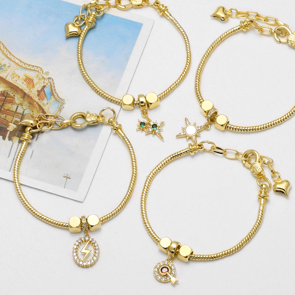 Electroplated Copper Lightning Bracelet With 18K Gold Plating 0.03µm Thickness And Zircon Inlay On Cable Chain 3