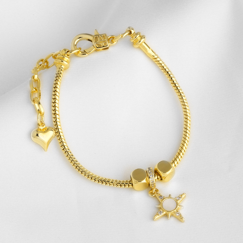 Electroplated Copper Lightning Bracelet With 18K Gold Plating 0.03µm Thickness And Zircon Inlay On Cable Chain 5