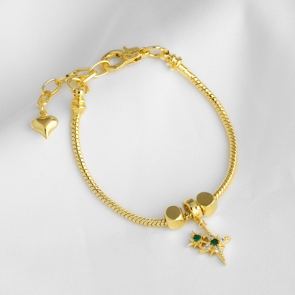 Electroplated Copper Lightning Bracelet With 18K Gold Plating 0.03µm Thickness And Zircon Inlay On Cable Chain 6