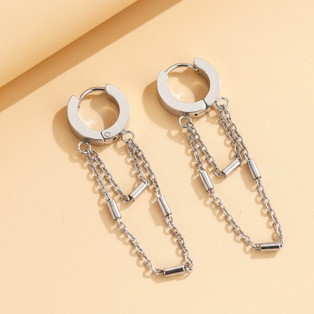 Lines Tassel Earrings For Women In 304 Stainless Steel With 18K Real Gold Plated PVD Coating And 0.03µm-0.05µm Thickness 2