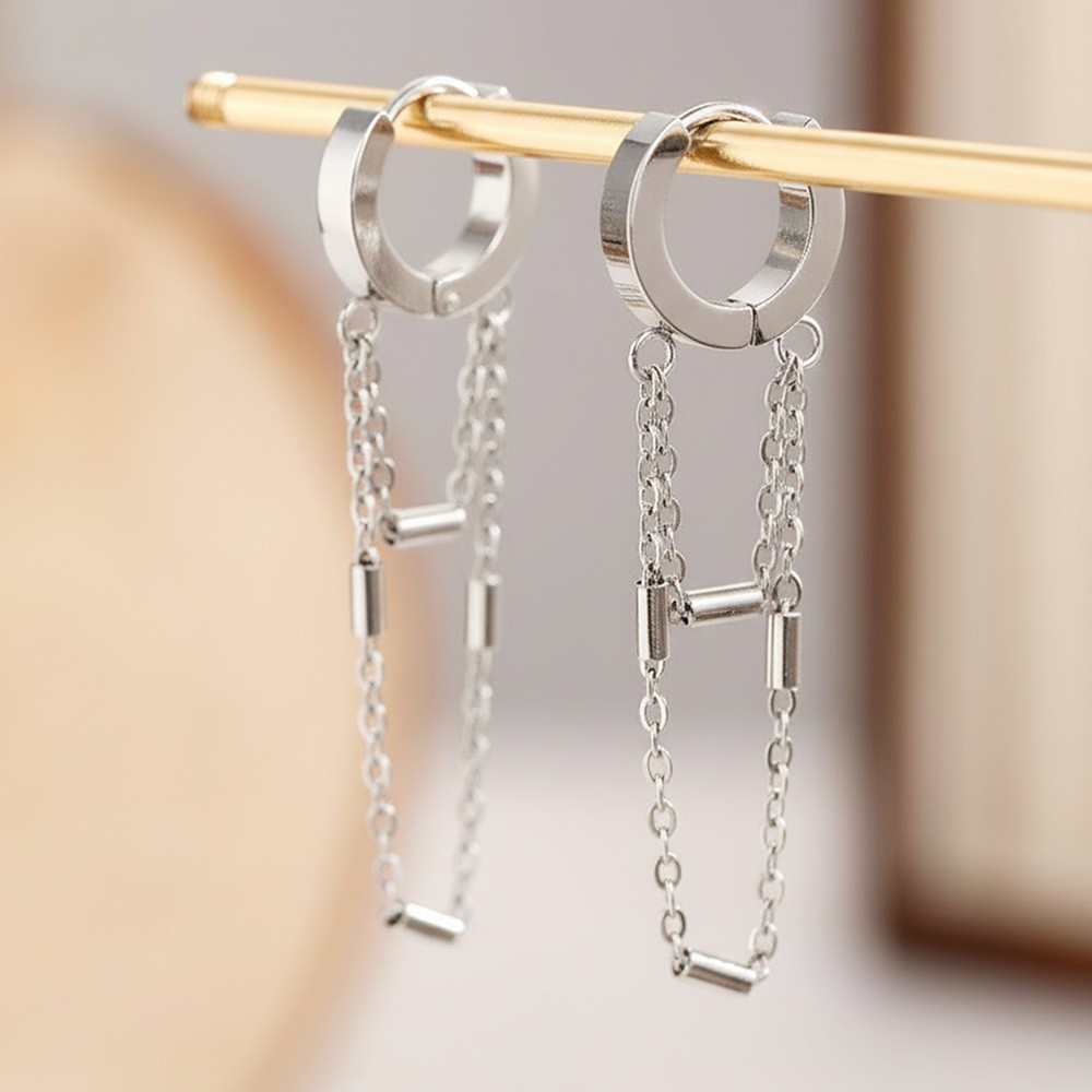 Lines Tassel Earrings For Women In 304 Stainless Steel With 18K Real Gold Plated PVD Coating And 0.03µm-0.05µm Thickness 4