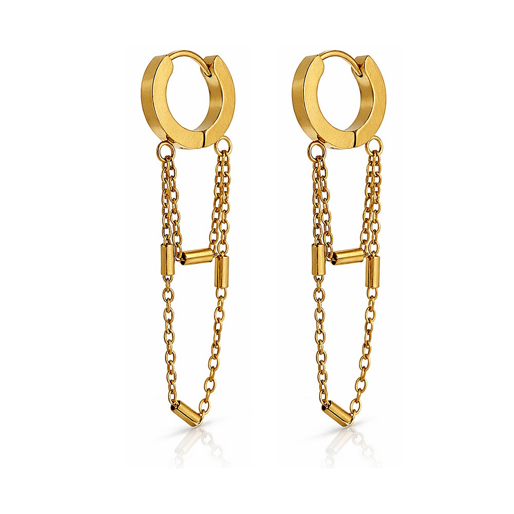 Lines Tassel Earrings For Women In 304 Stainless Steel With 18K Real Gold Plated PVD Coating And 0.03µm-0.05µm Thickness 5