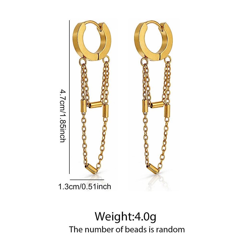 Lines Tassel Earrings For Women In 304 Stainless Steel With 18K Real Gold Plated PVD Coating And 0.03µm-0.05µm Thickness 7