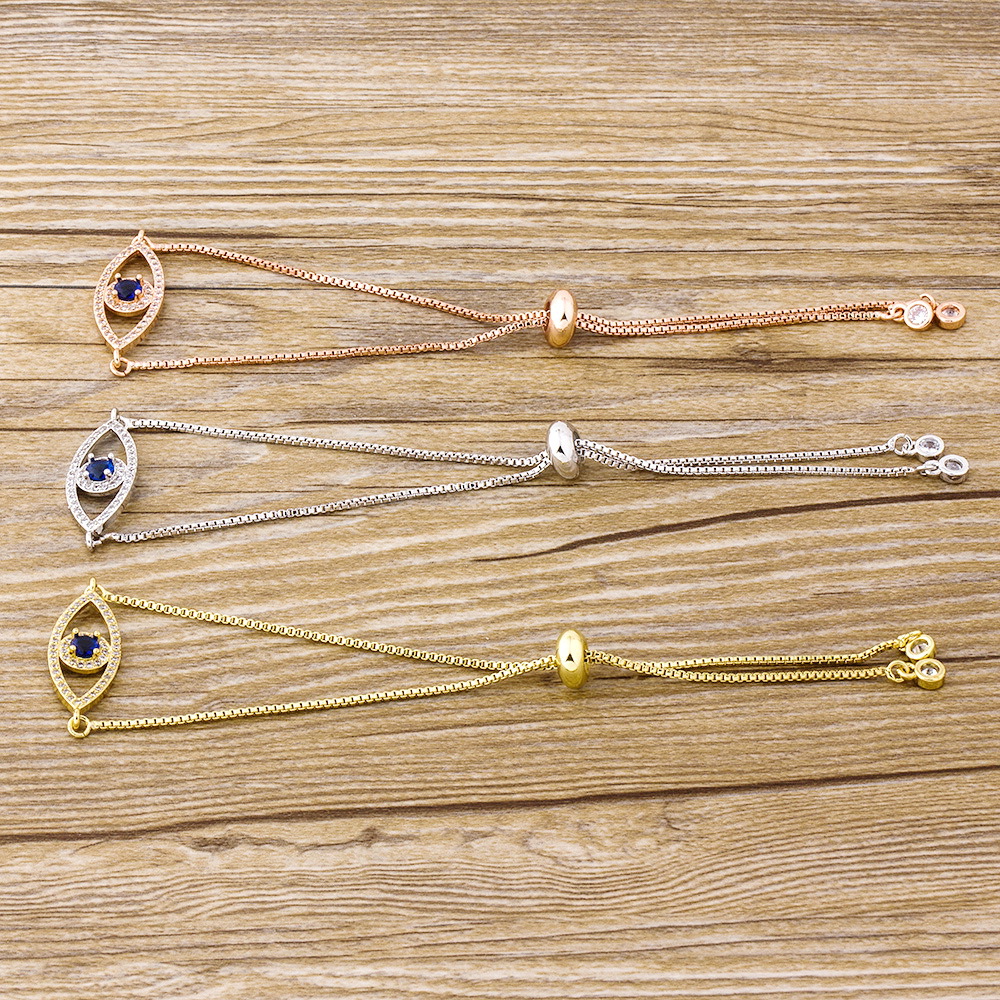 Lucky Charm Bracelet Devil's Eye Attraction Real Gold Copper Plated Adjustable Diamond Eyedevil Hand Chain Geometric Pattern 4