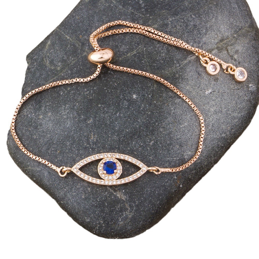 Lucky Charm Bracelet Devil's Eye Attraction Real Gold Copper Plated Adjustable Diamond Eyedevil Hand Chain Geometric Pattern 5