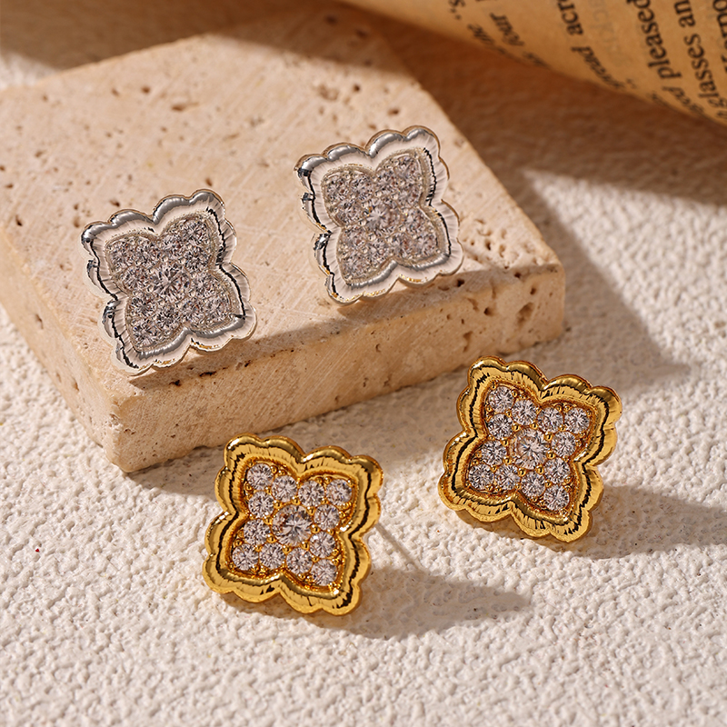 Lucky Heart Asymmetrical Earrings For Women, Copper With 18K Real Gold Plated Water Plating And Zircon Inlay 4