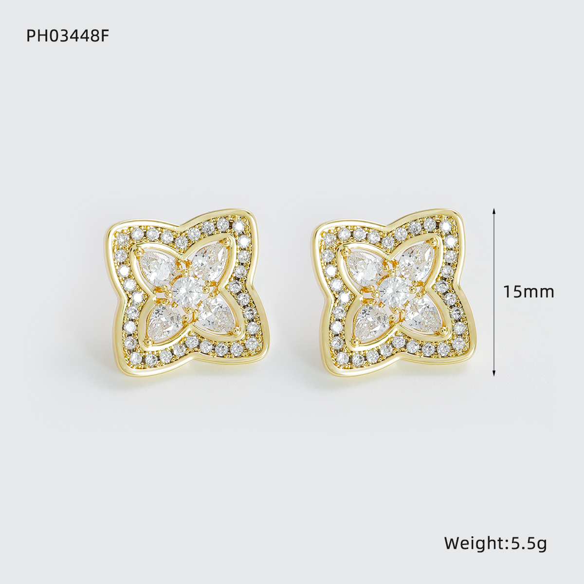 Lucky Heart Earrings For Women With Bezel Setting, Copper Material, Zircon Inlay, And Water Plating Finish 2