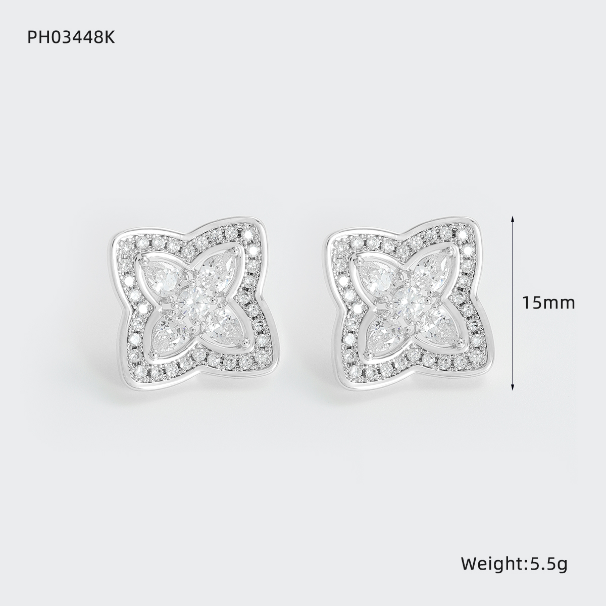 Lucky Heart Earrings For Women With Bezel Setting, Copper Material, Zircon Inlay, And Water Plating Finish 4