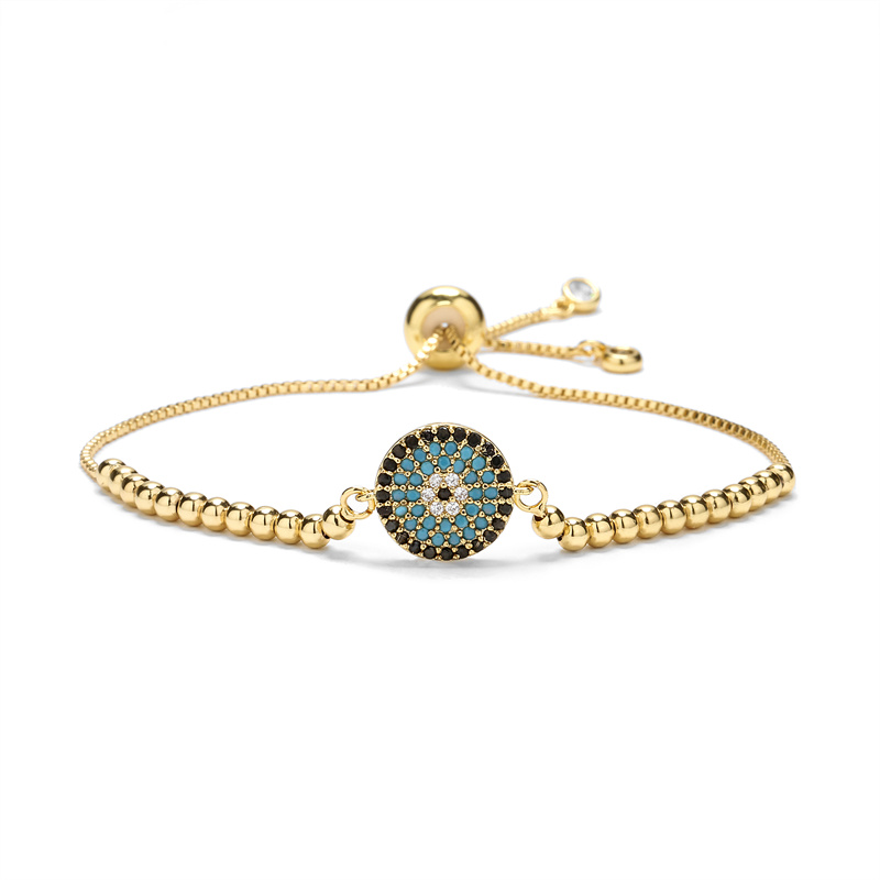 Luxurious Geometric Gold Bracelet With Natural Stone Beading And Zircon Inlay For Unisex 5