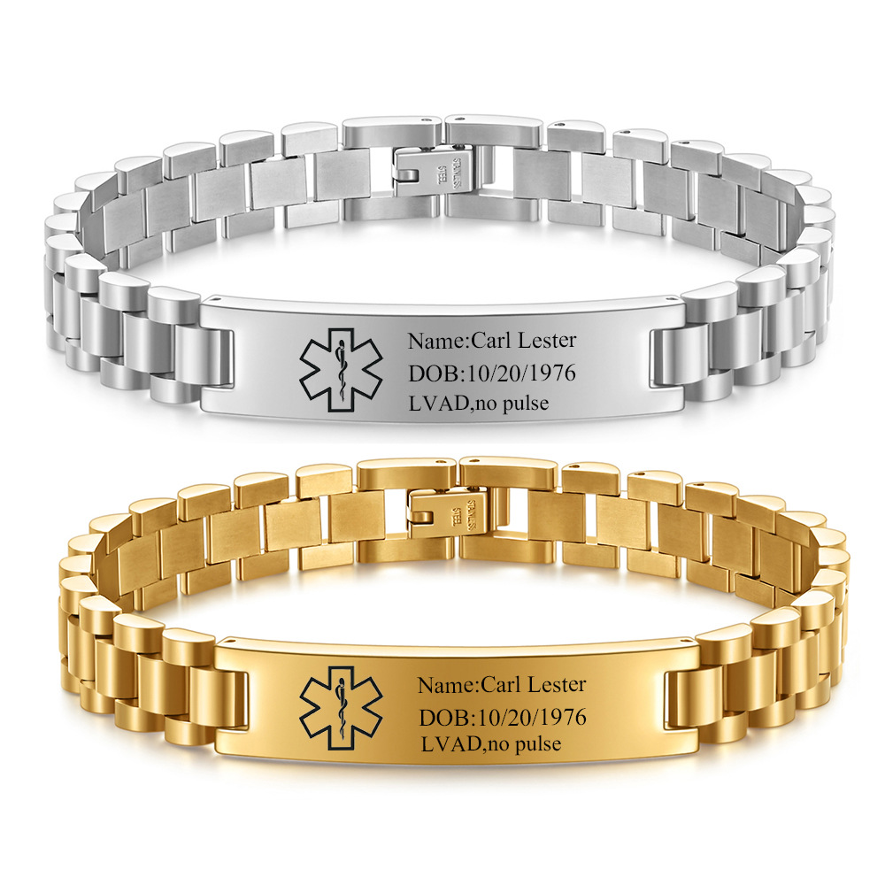 Men's Silver Cross ID Bracelet In 304 Stainless Steel With Carving, Ideal For Travel