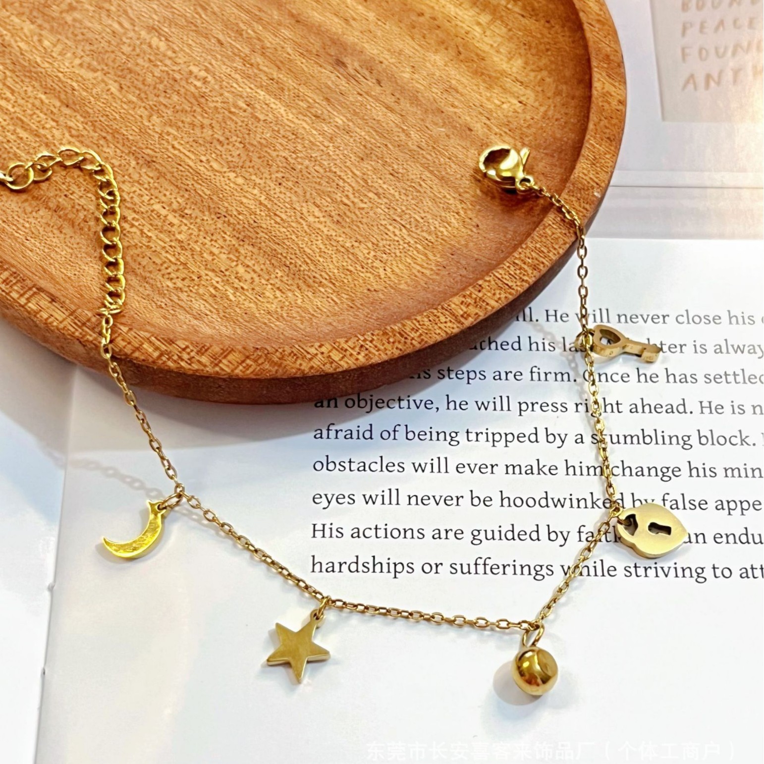 Moon Waterproof Non Tarnish Titanium Steel Bracelet For Women In Gold
