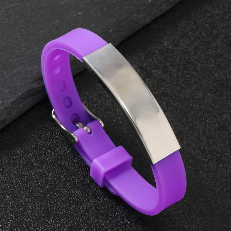 Multicolor Carving Silica Gel Wristband For Couples In Natural Pink, Ideal For Sport 3