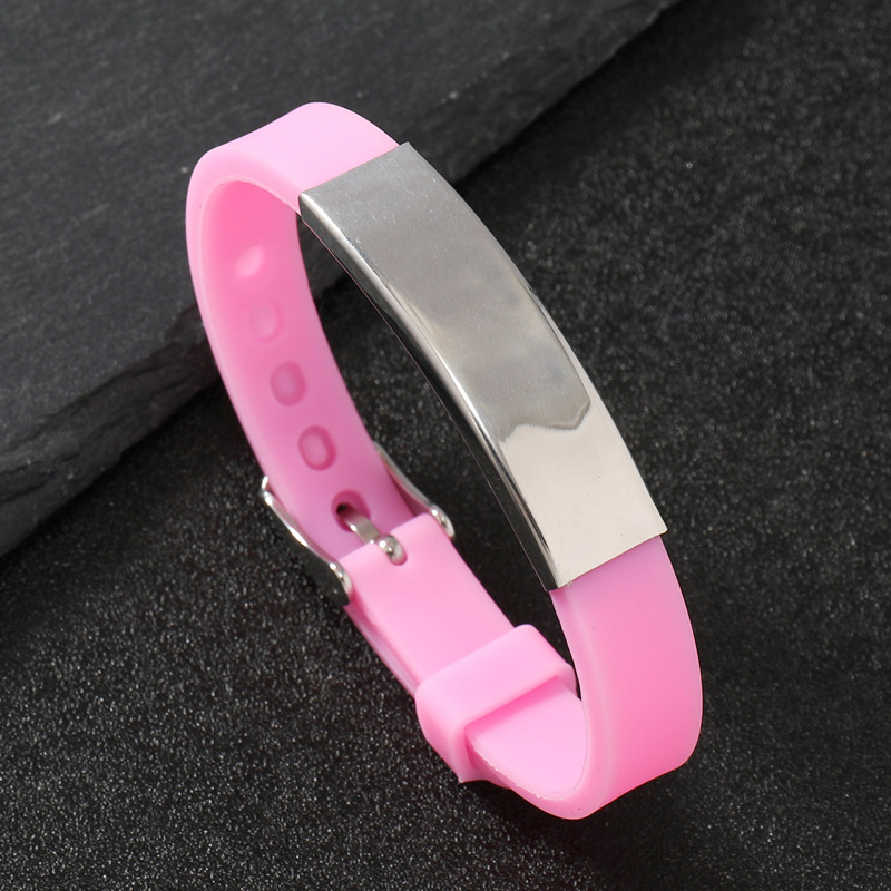 Multicolor Carving Silica Gel Wristband For Couples In Natural Pink, Ideal For Sport 4