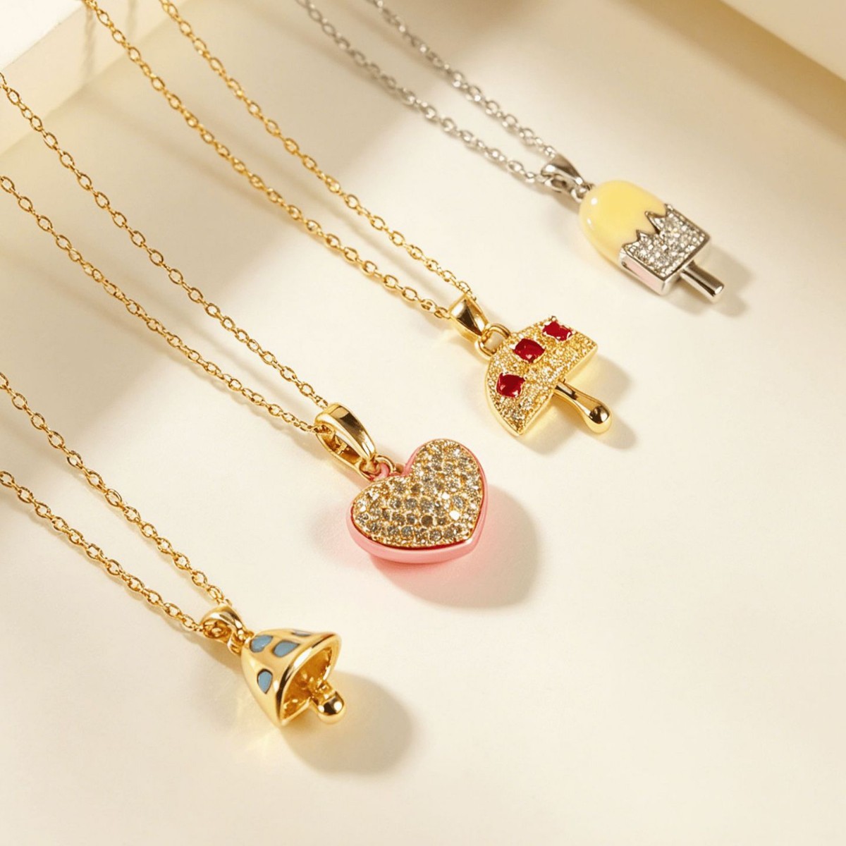 Mushroom Pendant Necklace For Women In Copper With Golden Plated Finish Featuring Zircon Inlay