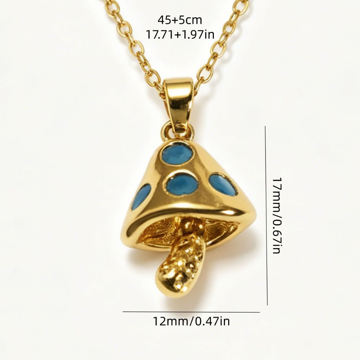 Mushroom Pendant Necklace For Women In Copper With Golden Plated Finish Featuring Zircon Inlay 3