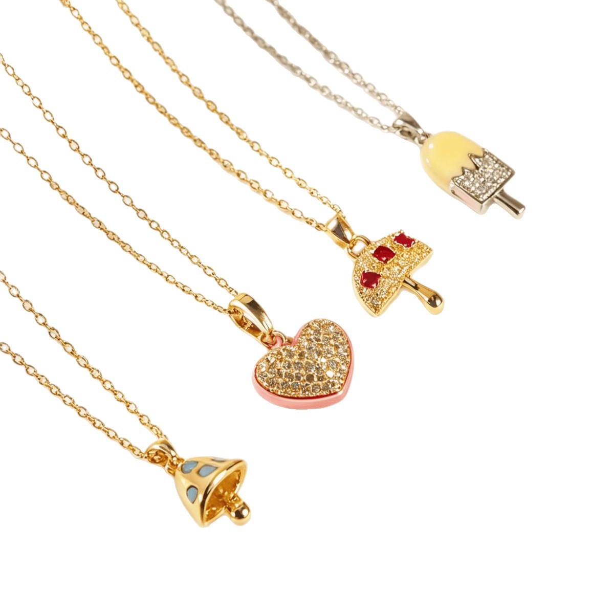 Mushroom Pendant Necklace For Women In Copper With Golden Plated Finish Featuring Zircon Inlay 6