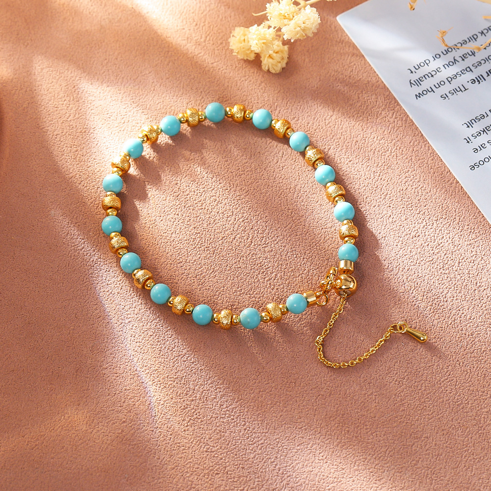 Chinese Retro Beaded Bracelet For Women Unique Design High-end Simple Versatile Turquoise Bracelet Geometric Pattern Round Star 3