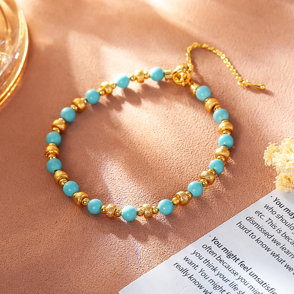 Chinese Retro Beaded Bracelet For Women Unique Design High-end Simple Versatile Turquoise Bracelet Geometric Pattern Round Star 4