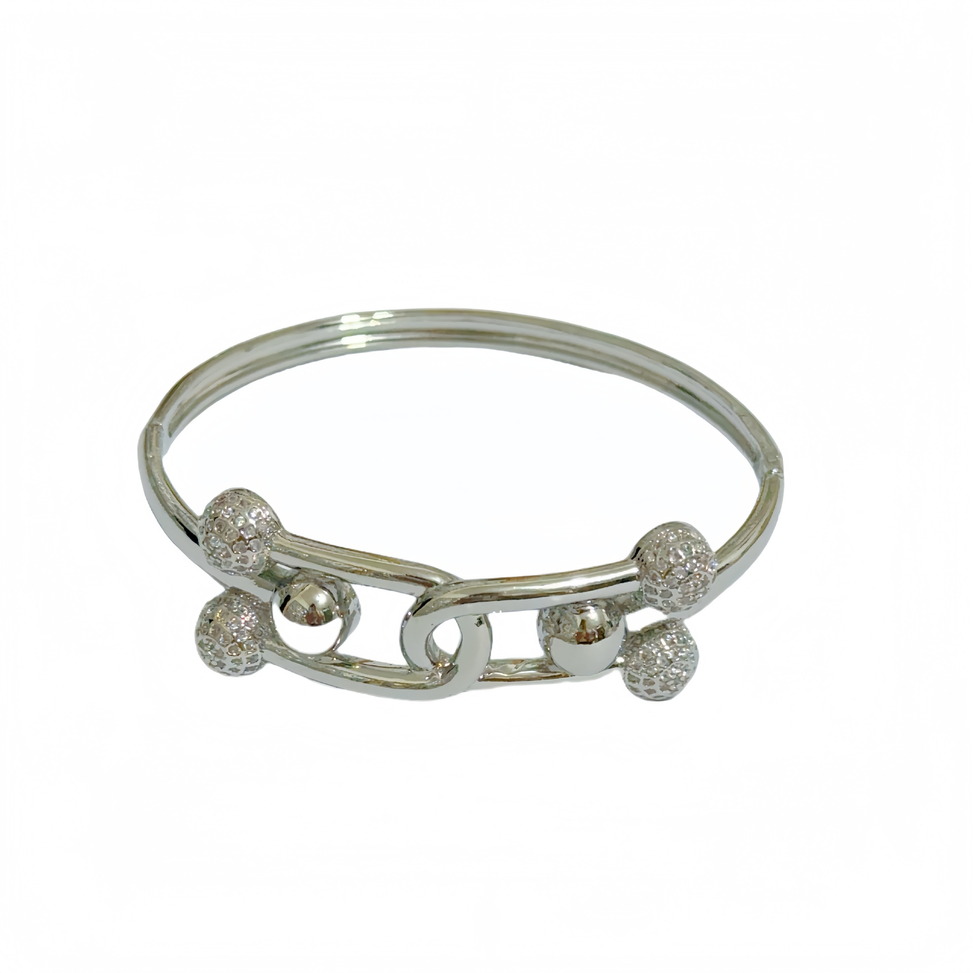 New European Style Double Head Diamond Embedded Copper Zirconia Bracelet Creative Simple Niche Design Hand Jewelry 3