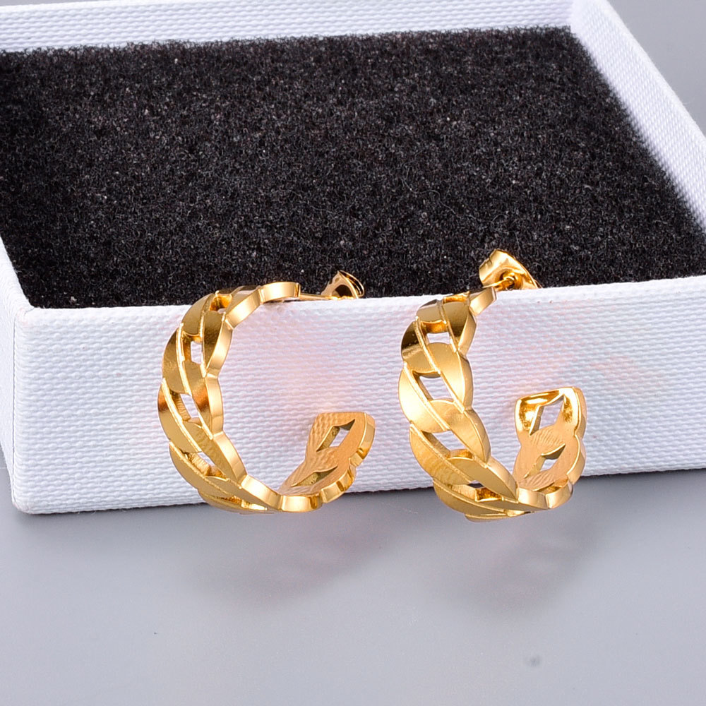 Geometric Electroplated Earrings For Women In 304 Stainless Steel With 18K Real Gold PVD Coating