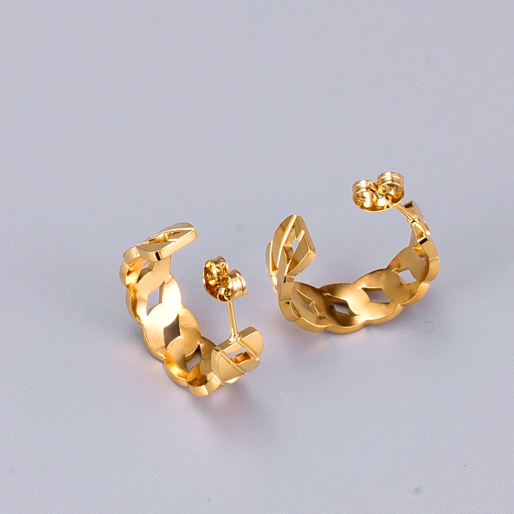 Geometric Electroplated Earrings For Women In 304 Stainless Steel With 18K Real Gold PVD Coating 2
