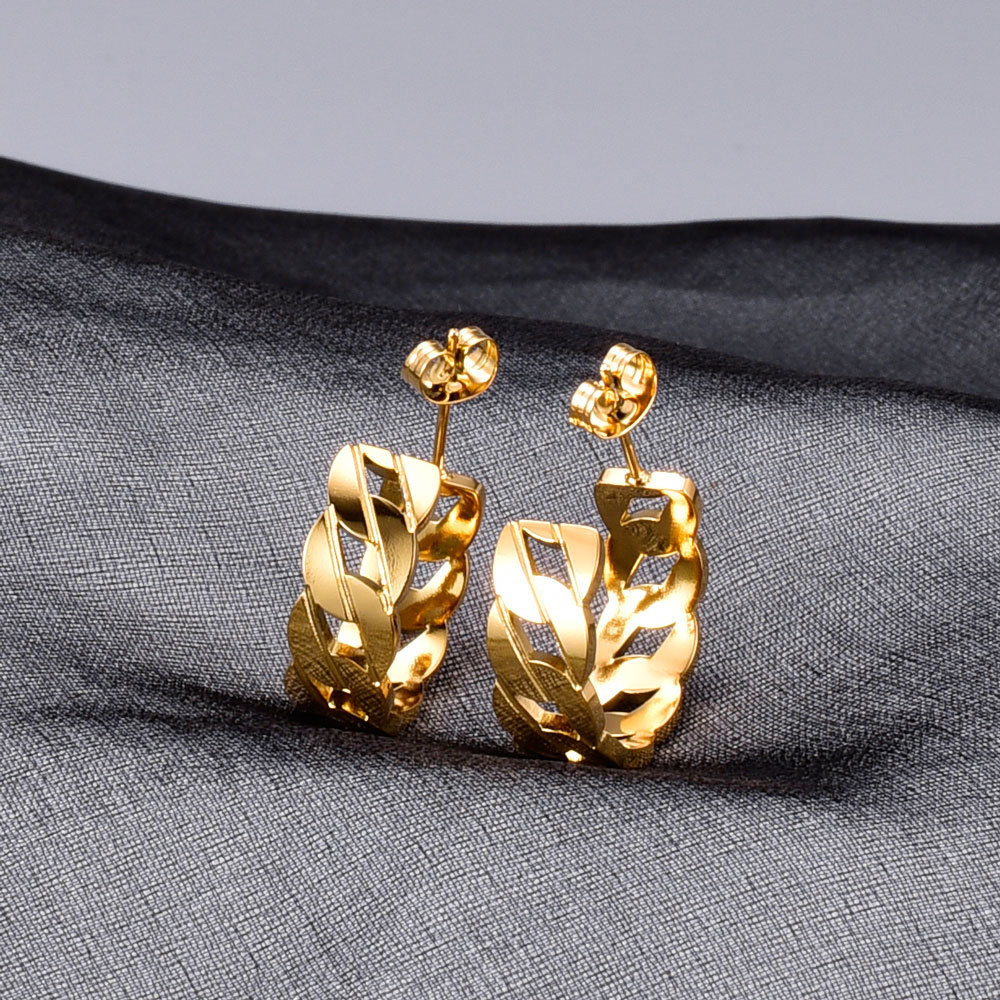 Geometric Electroplated Earrings For Women In 304 Stainless Steel With 18K Real Gold PVD Coating 3