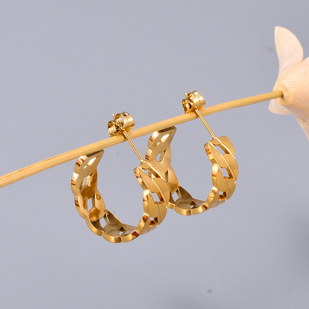 Geometric Electroplated Earrings For Women In 304 Stainless Steel With 18K Real Gold PVD Coating 5