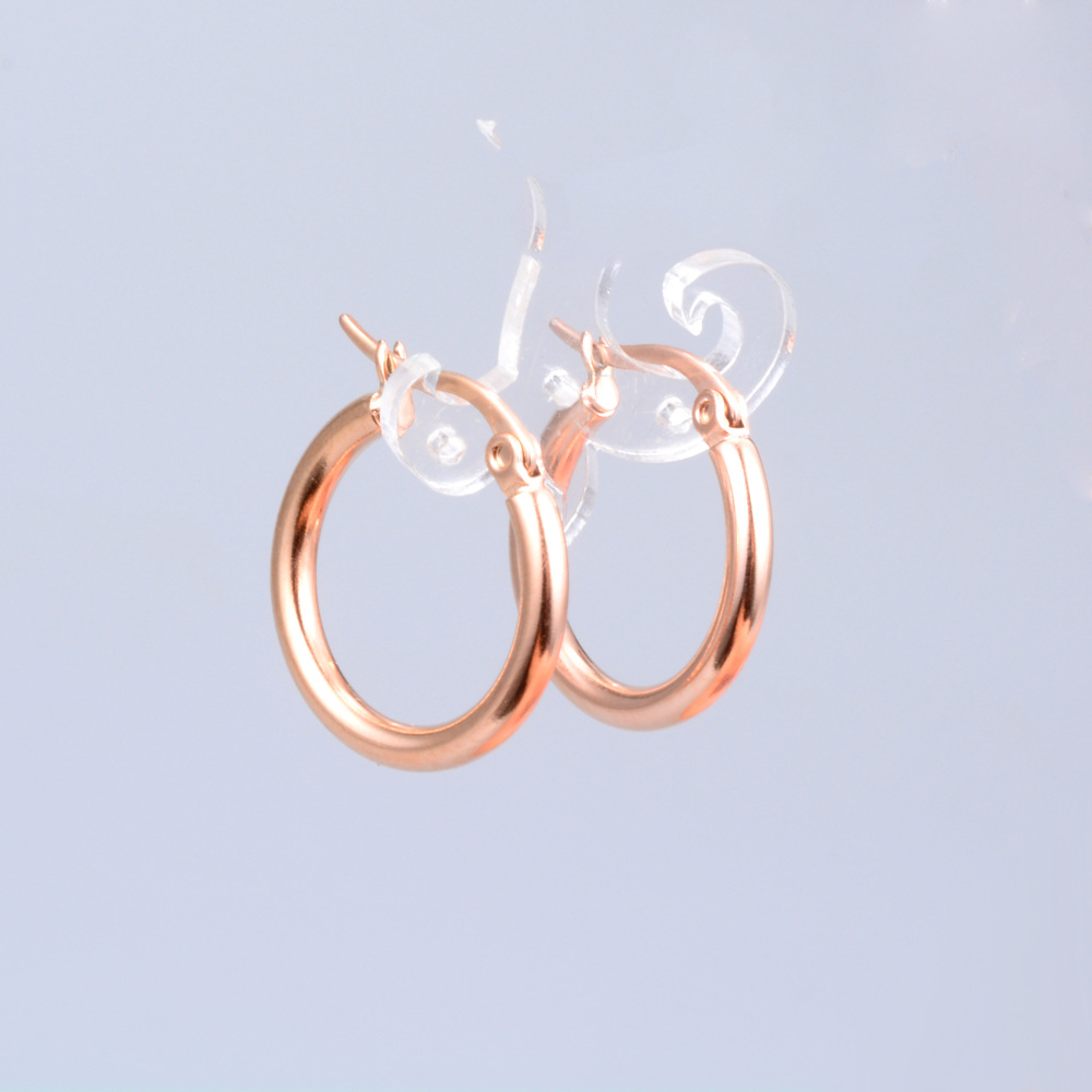 O-Shape Electroplated Earrings For Women In Rose Golden Plated 304 Stainless Steel With PVD Coated Finish