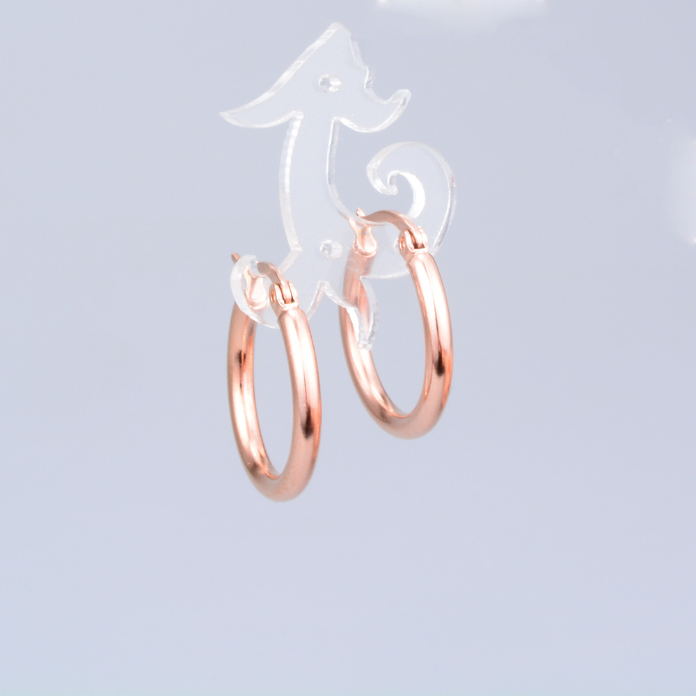O-Shape Electroplated Earrings For Women In Rose Golden Plated 304 Stainless Steel With PVD Coated Finish 2