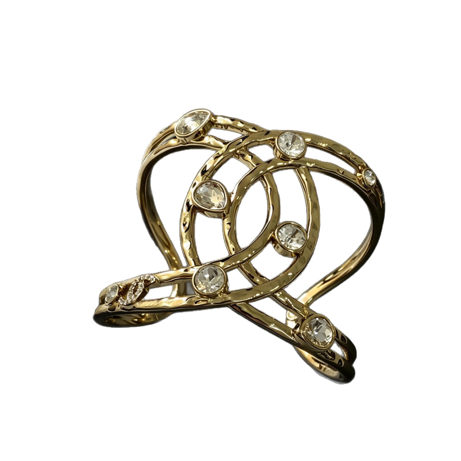 Oval Inlay Bangle Featuring Rhinestones, Electroplated Copper Construction For Elegant Style 5