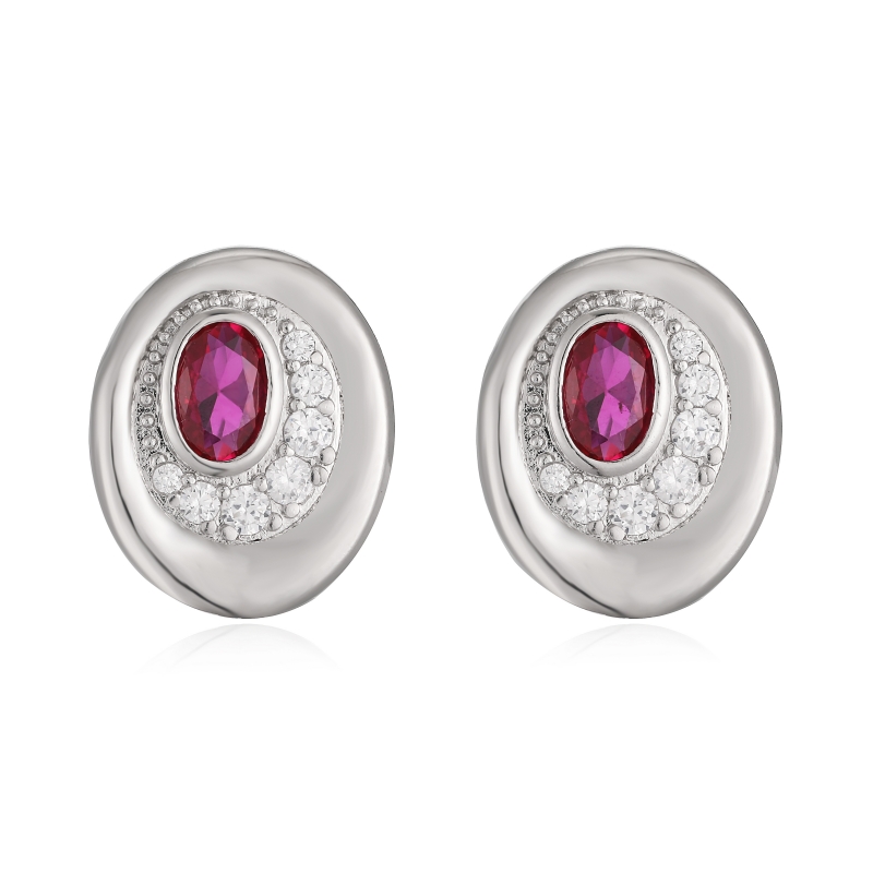 Oval Stud Earrings With Zircon Inlay, Copper Base Featuring 18K Real Gold Plated Water Plating With 0.03µm Thickness 5