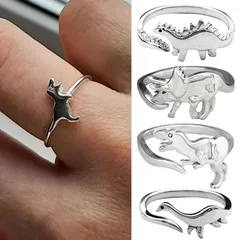 Retro Unisex Open Ring Featuring Electroplated Animal Zodiac Design In Alloy With Adjustable Size 5