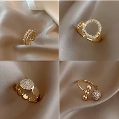 Elegant Geometric Open Ring For Women, 1 Piece Alloy Band With Zircon Inlay, Electroplated Finish