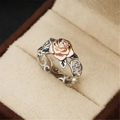 Rose Gold Alloy Ring For Women Featuring Rhinestones And Artificial Gemstones, 1 Piece 3